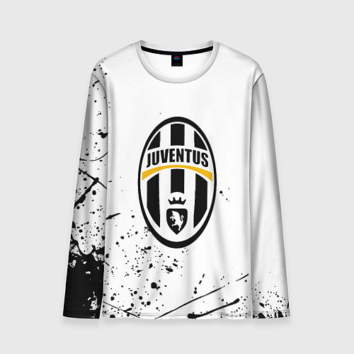 Мужской лонгслив Ювентус черные краски всплеск / 3D-принт – фото 1