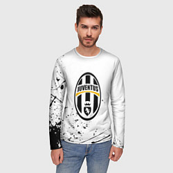 Лонгслив мужской Ювентус черные краски всплеск, цвет: 3D-принт — фото 2