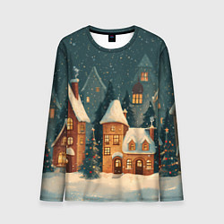 Лонгслив мужской Сказочный Новогодний городок, цвет: 3D-принт