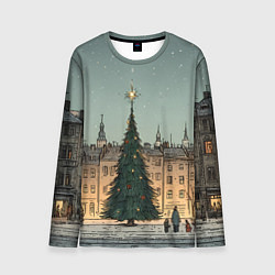 Лонгслив мужской Новогодняя елка во дворе, цвет: 3D-принт
