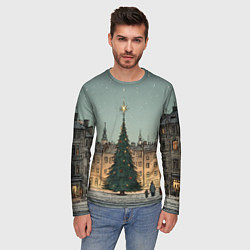 Лонгслив мужской Новогодняя елка во дворе, цвет: 3D-принт — фото 2