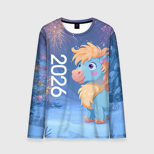 Мужской лонгслив Милая лошадка 2026 / 3D-принт – фото 1