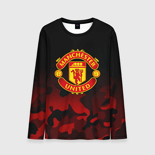 Мужской лонгслив Манчестер Юнайтед камуфляж текстура / 3D-принт – фото 1