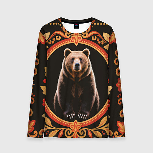 Мужской лонгслив Медведь в орнаменте / 3D-принт – фото 1