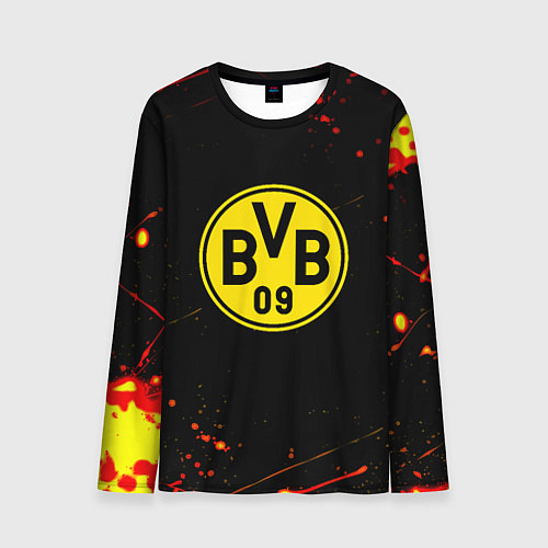 Мужской лонгслив Боруссиа огненные краски текстура / 3D-принт – фото 1
