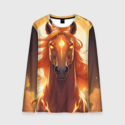 Мужской лонгслив Огненная лошадь в свечении / 3D-принт – фото 1