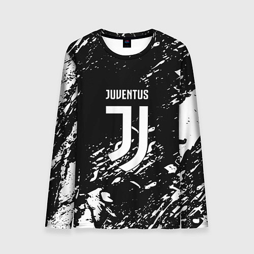 Мужской лонгслив Juventus белые штрихи красок / 3D-принт – фото 1