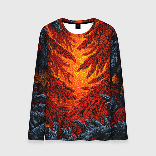 Мужской лонгслив Новогодние ветки елок / 3D-принт – фото 1