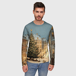 Лонгслив мужской Елка во дворе города, цвет: 3D-принт — фото 2