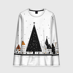 Лонгслив мужской Новый год - минимализм, цвет: 3D-принт