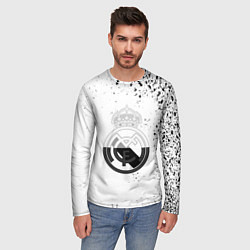 Лонгслив мужской Реал Мадрид черно белые краски, цвет: 3D-принт — фото 2