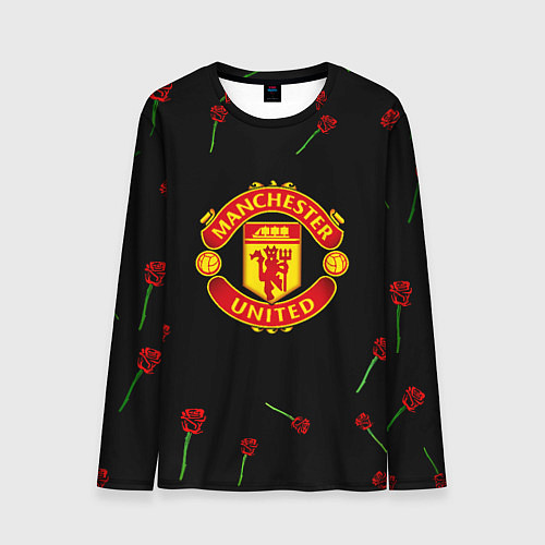 Мужской лонгслив Манчестер Юнайтед розы / 3D-принт – фото 1