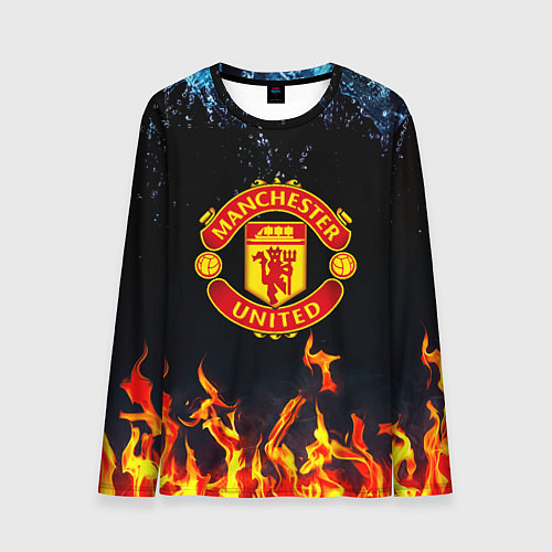 Мужской лонгслив Манчестер Юнайтед лёд и огонь / 3D-принт – фото 1