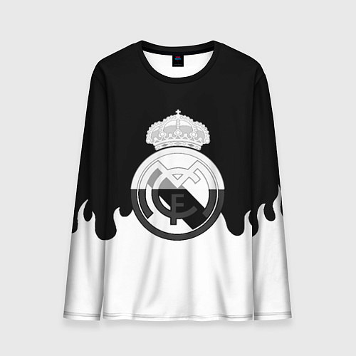 Мужской лонгслив Реал Мадрид огонь белый / 3D-принт – фото 1