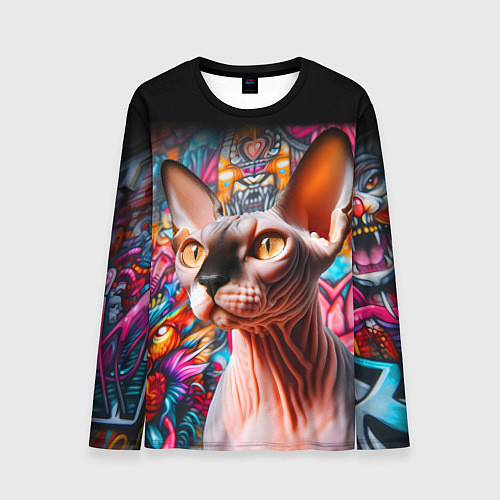 Мужской лонгслив Sphynx on a graffiti background / 3D-принт – фото 1