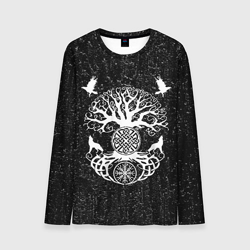 Мужской лонгслив Волки и вороны Одина и древо мира / 3D-принт – фото 1