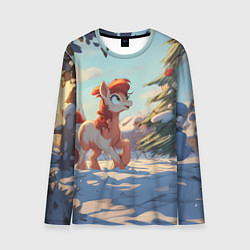 Мужской лонгслив Лошадка любуется елкой