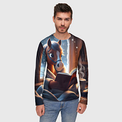 Лонгслив мужской Лошадка с книгой, цвет: 3D-принт — фото 2