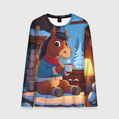 Мужской лонгслив Лошадка у камина / 3D-принт – фото 1