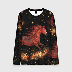 Мужской лонгслив Огненные лошади - паттерн