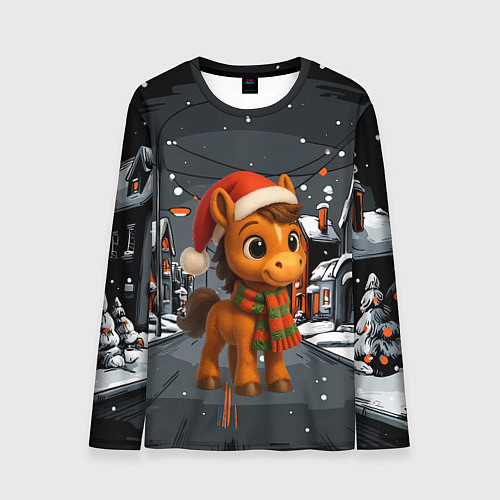 Мужской лонгслив Новогодняя лошадка 2026 год / 3D-принт – фото 1