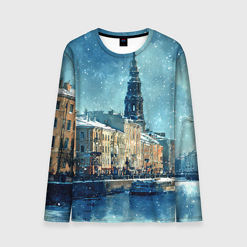 Мужской лонгслив Снегопад в Санкт-Петербурге / 3D-принт – фото 1