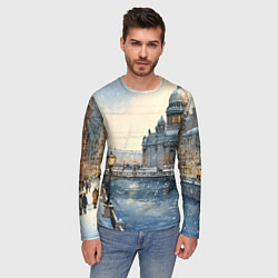 Лонгслив мужской Санкт-Петербург снежный день, цвет: 3D-принт — фото 2