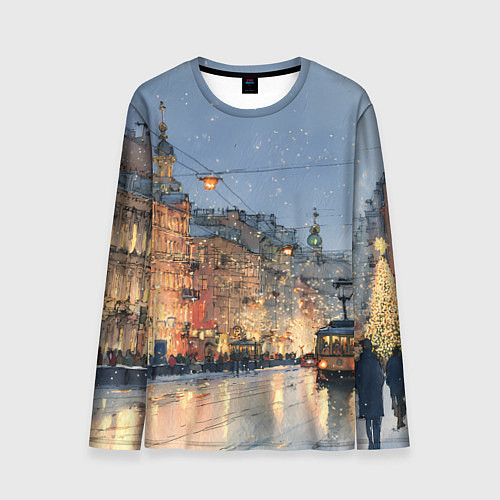 Мужской лонгслив Вечер Санкт-Петербурга / 3D-принт – фото 1