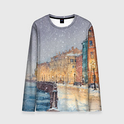 Лонгслив мужской Санкт-Петербург - снегопад, цвет: 3D-принт