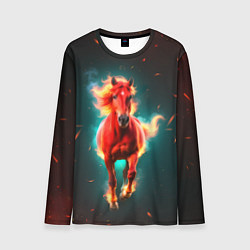 Мужской лонгслив Светящаяся огненная лошадь