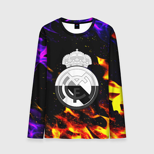 Мужской лонгслив Реал Мадрид огонь текстура / 3D-принт – фото 1