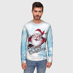 Лонгслив мужской Санта в зимнем лесу, цвет: 3D-принт — фото 2