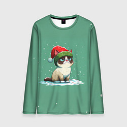 Мужской лонгслив Новогодний мем котик