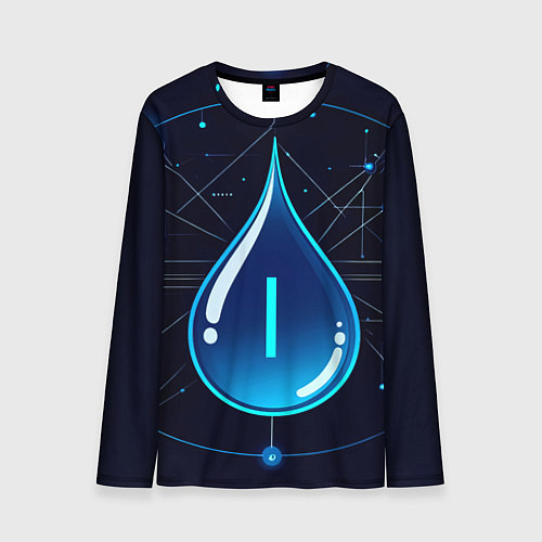 Мужской лонгслив Киберкапля группа крови I / 3D-принт – фото 1