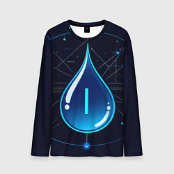 Лонгслив мужской Киберкапля группа крови I, цвет: 3D-принт