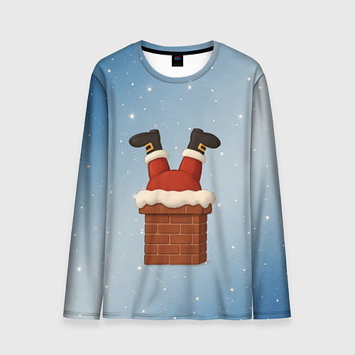 Мужской лонгслив Санта торчит из трубы / 3D-принт – фото 1
