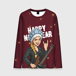 Мужской лонгслив Снегурочка рокерша