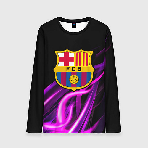 Мужской лонгслив Барселона неоновый огонь текстура / 3D-принт – фото 1
