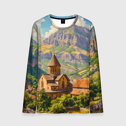 Мужской лонгслив Горный покой: храм среди облаков