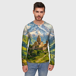 Лонгслив мужской Храм у подножия вечных вершин, цвет: 3D-принт — фото 2
