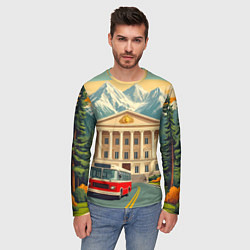 Лонгслив мужской Классика у подножия гор, цвет: 3D-принт — фото 2