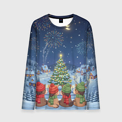 Лонгслив мужской Лошадки в новогоднюю ночь, цвет: 3D-принт