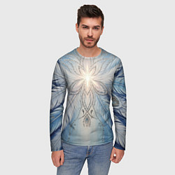 Лонгслив мужской Ледяной перьевой орнамент со светом, цвет: 3D-принт — фото 2