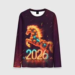 Лонгслив мужской Новогодняя мандариновая лошадь 2026, цвет: 3D-принт