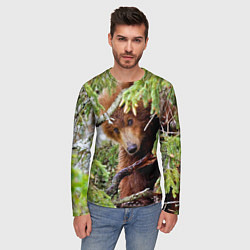 Лонгслив мужской Медведь сидит на ёлке, цвет: 3D-принт — фото 2
