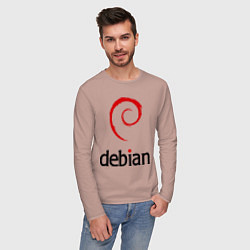 Лонгслив хлопковый мужской Debian, цвет: пыльно-розовый — фото 2