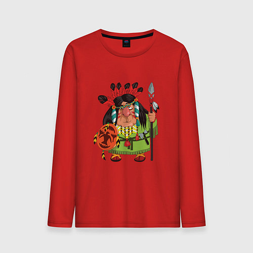 Мужской лонгслив Забавные Индейцы 8 / Красный – фото 1