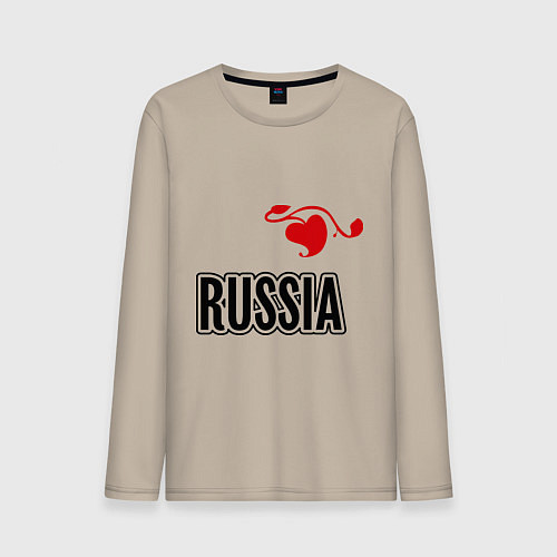 Мужской лонгслив Russia Leaf / Миндальный – фото 1