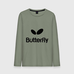 Лонгслив хлопковый мужской Butterfly Logo, цвет: авокадо