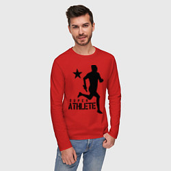 Лонгслив хлопковый мужской Лёгкая атлетика, цвет: красный — фото 2